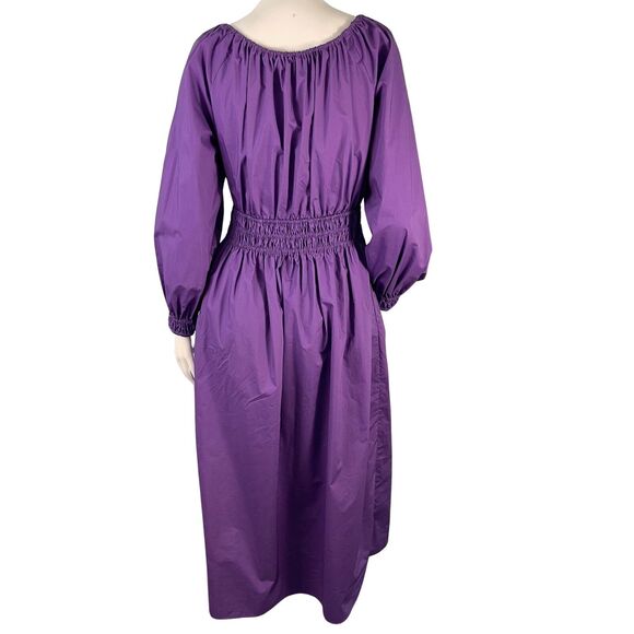 Rebecca Taylor Smocked Waist Midi Milkmaid Dress Small Purple Wimsigoth Grunge - Picture 7 of 16